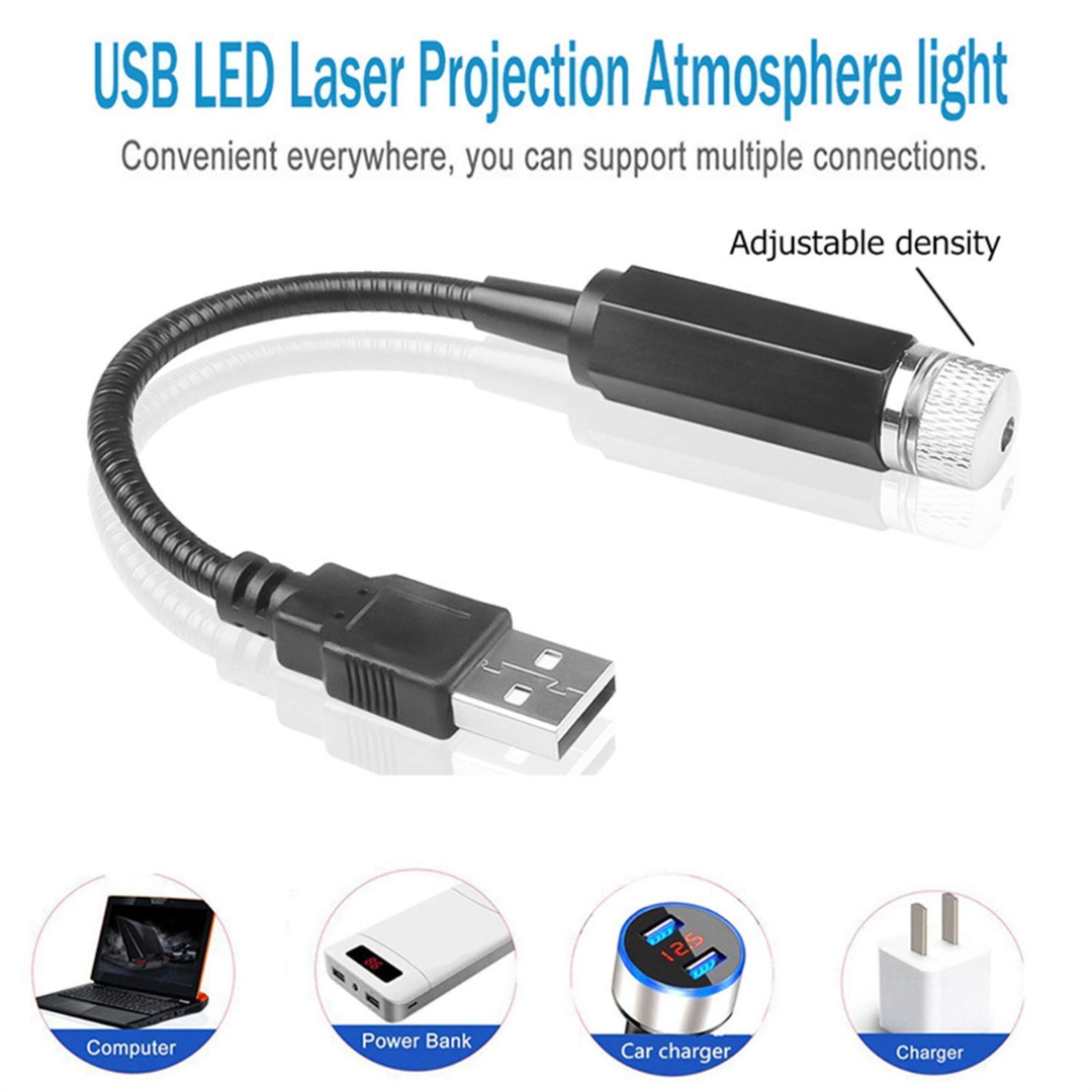 LED Lamp Ambient USB Star Light Auto Roof Projector
