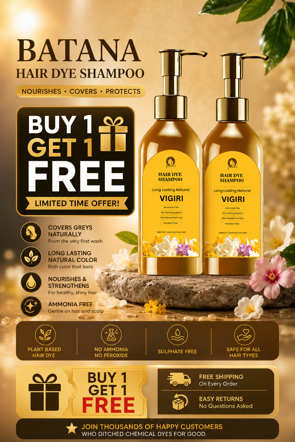 Batana Hair Dye Shampoo —🔥 BUY 1 GET 1 FREE 🎁