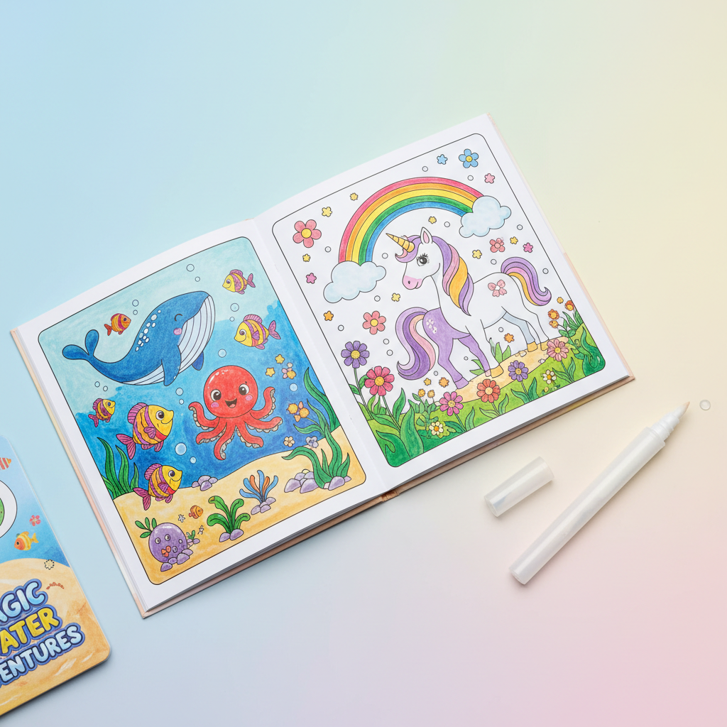 Product - Open magic water coloring book with water pen